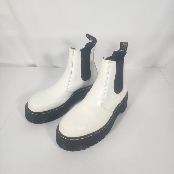 Dr. Martens Shoes - Dr Martens 2976 Quad White Platform Chelsea Boots Women's‎ 10 Men's 9 EU 42